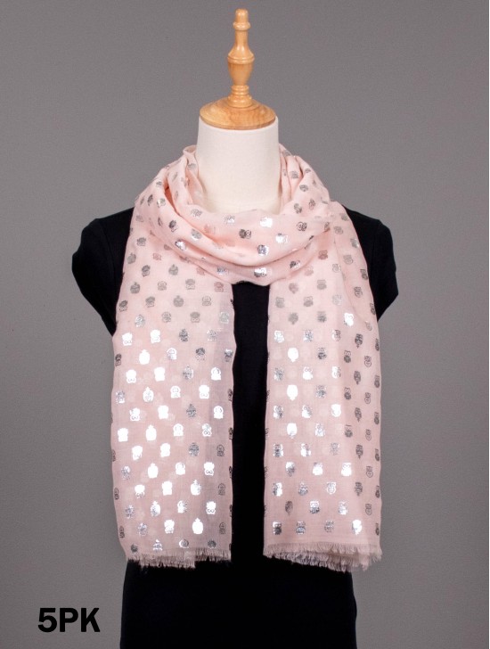 Metallic Owl Print Fashion Scarf